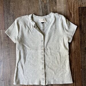 Universal Thread Short-Sleeve Button-Front Top - Heather Gray